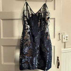 Honey Punch Black and Silver Sequin Mini Dress